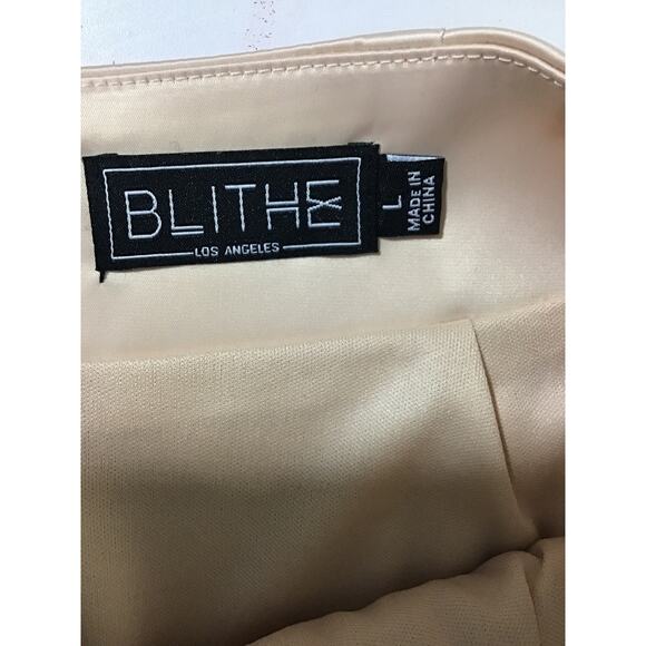 BLITHE SZ L Champagne Cream Sleeveless Chain Strap Pleated 2 Piece Set NWT B79 - Picture 6 of 8